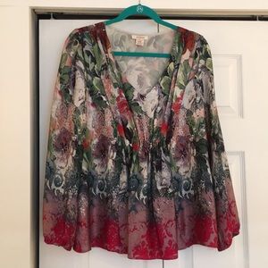 100% silk Sundance floral blouse